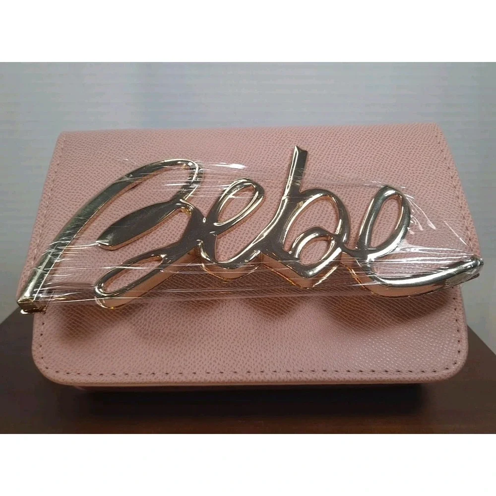 NWT Bebe Gabriel‎ Crossbody Purse Blush Color Gold Logo Women's Small E02-4498